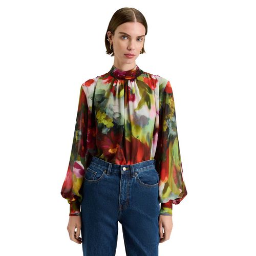 Veronika Maine Painterly Bloom Georgette Blouse